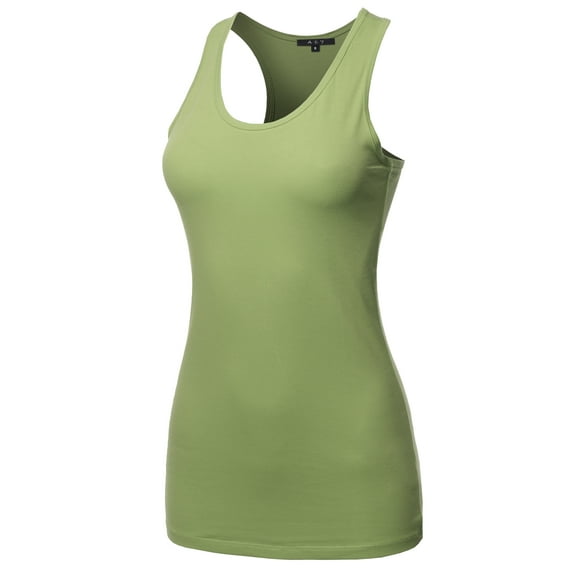 A2Y Women's Basic Solid Soft Cotton Scoop Neck Racer-Back Tank Top