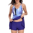 thumbnail image 4 of CAICJ98 Maillot de Bain Bikini String Femme Bretelles Spaghetti Nœud devant Maillot de Bain Bikini 2 Pcs Maillots de Bain Bleu,P, 4 of 5