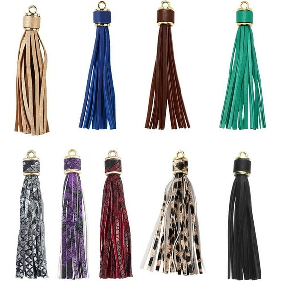 Leather Tassel Pendants 4.4 Inch Colorful Tassel Charm Keychain Decoration for Key Lanyards DIY Jewelry Craft Making
