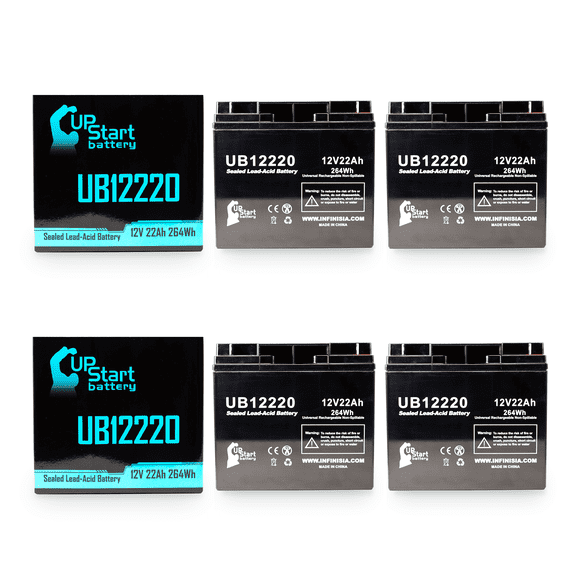 4x Pack - Compatible Merits Health Products Pioneer 2 (SP24) Battery - Replacement UB12220 Universal Sealed Lead Acid Battery (12V, 22Ah, 22000mAh, T4 Terminal, AGM, SLA)