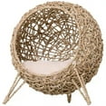 thumbnail image 3 of Demi Bonn 22" Handcrafted Elevated Cat Bed with Plush Pillow, Egg-Shaped Cat Seat, Wicker Cat House with Stand for Indoor Cats, Brown, 3 of 11
