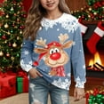 thumbnail image 2 of Girls Pullover Ugly Christmas Sweatshirt With Deer Print Long Sleeve Hooded Casual Top For Everyday Wear, 2 of 4