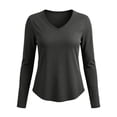thumbnail image 4 of AherBiu Long Sleeve Tops for Women V Neck Curved Hem Athletic Tshirt Stretch Comfy Fitted Tunic Top Undershirt, 4 of 7