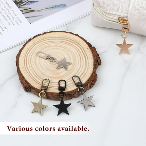 Papapt 5 Pcs Zipper Pull Charms Metal Zipper Pull Replacement Star Shaped Zipper Pulls Detachable Zipper Pull Repair Kit for Clothing Jacket Wallet Backpack, 5 Colors