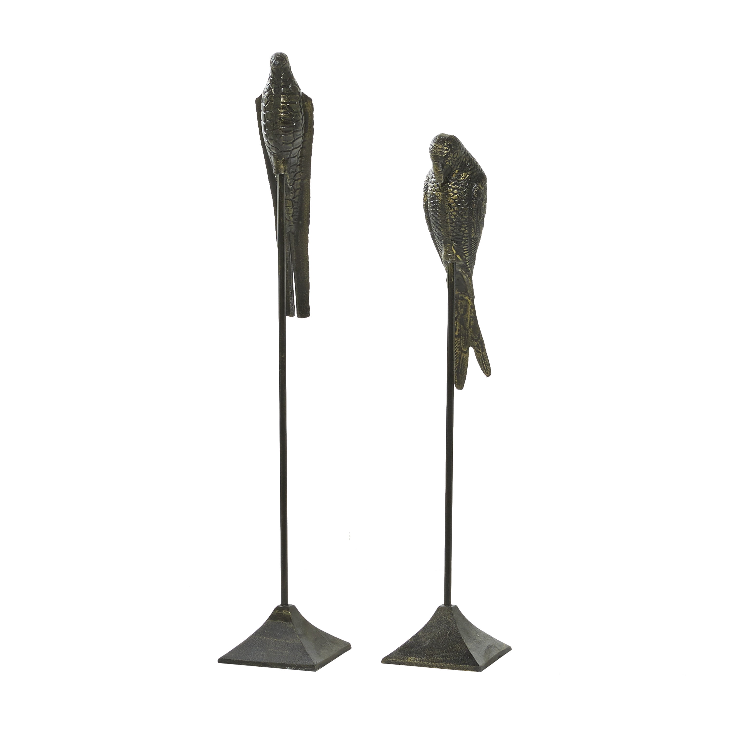 29", 35"H Black Aluminum Bird Sculpture, by DecMode (2 Count)