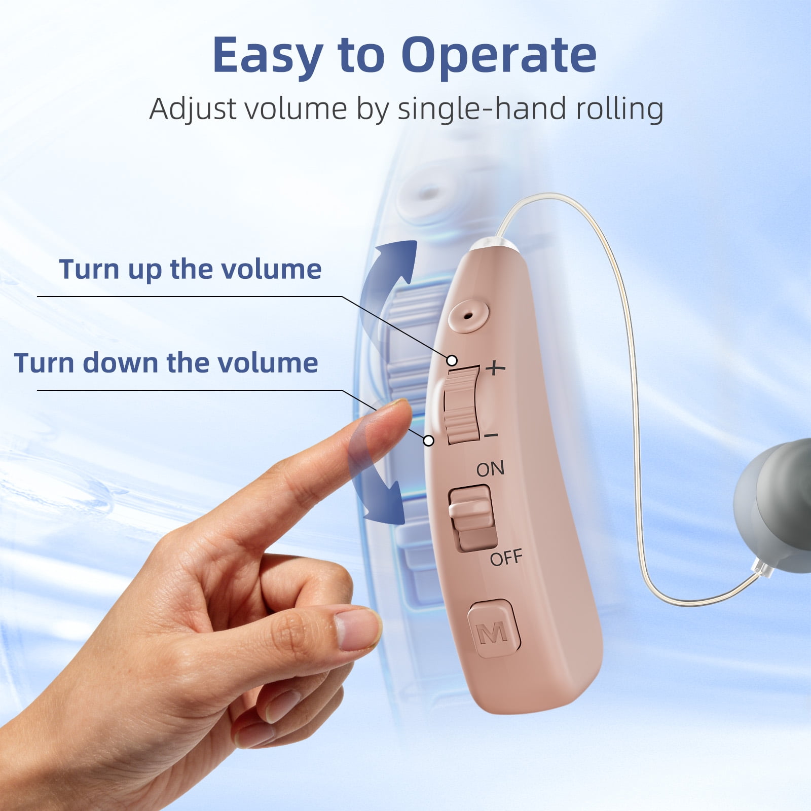 Delmicure Hearing Aids for Seniors with Charging Base, 8-Level Volume, Rechargeable, Digital, VHP-1505 Beige, Single