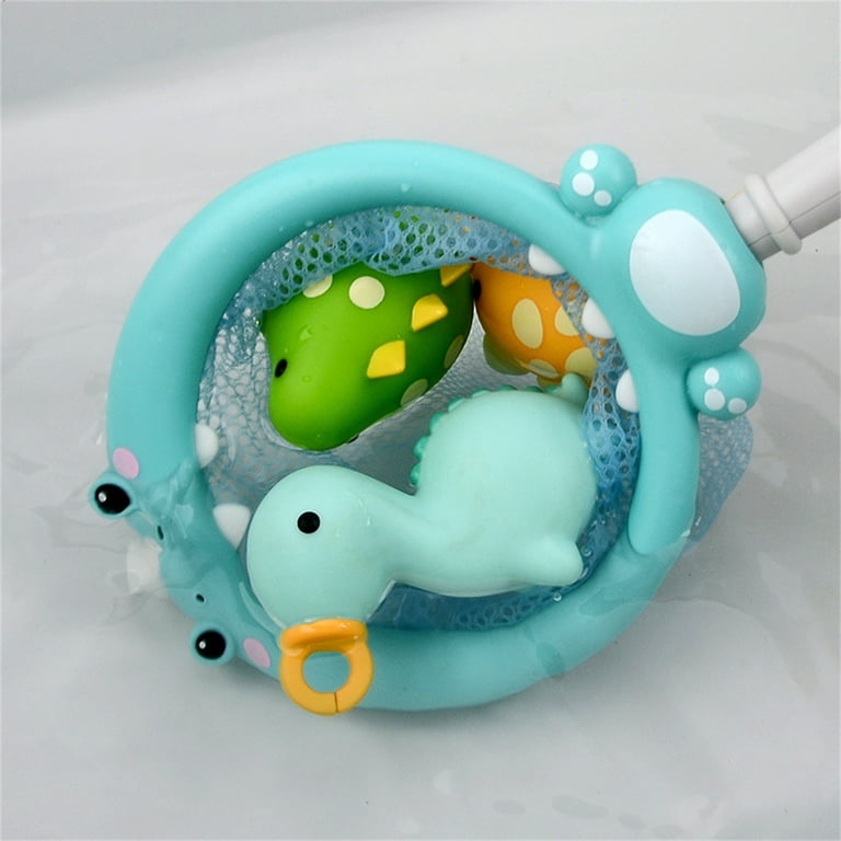 Fridja Baby Bathing Floating Soft Rubber Dinosaurs Water Tub Toy Squirts  Spoon-Net 1Set 