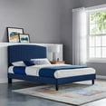 thumbnail image 6 of Platform Bed Frame, Queen Size, Blue Navy, Velvet, Modern Contemporary, Bedroom Master Guest Suite Room, 6 of 9