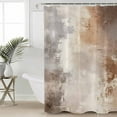 thumbnail image 5 of Brown Grey Retro Oil Paint Shower Curtain, 72" x 72", Watercolor Gradient Waterproof Bathroom Curtain Washable Shower Curtain Set with 12 Hooks, 5 of 6