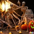 thumbnail image 2 of 2 PCS 24” Halloween Skeleton Decor, 2 FT Full Body Stayable Posable Skeletons for Halloween, White Human Plastic Bones with Movable Joints for Spooky Indoor Outdoor Decoration, Graveyard Prop, 2 of 8
