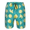 thumbnail image 3 of Honeii's Lemon Blue Print Men's Casual Shorts with Drawstring，Swim Trunks Quick Dry Beach Shorts, 3 of 5