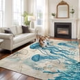 thumbnail image 2 of Large Area Rugs for Living Room Bedroom, Teal Jellyfish Coastal 8'x10' Rug Washable Carpet Runner Indoor Outdoor, Vintage Summer Beach Nautical Non Slip Floor Mats Rug for Kitchen, Patio, 2 of 8