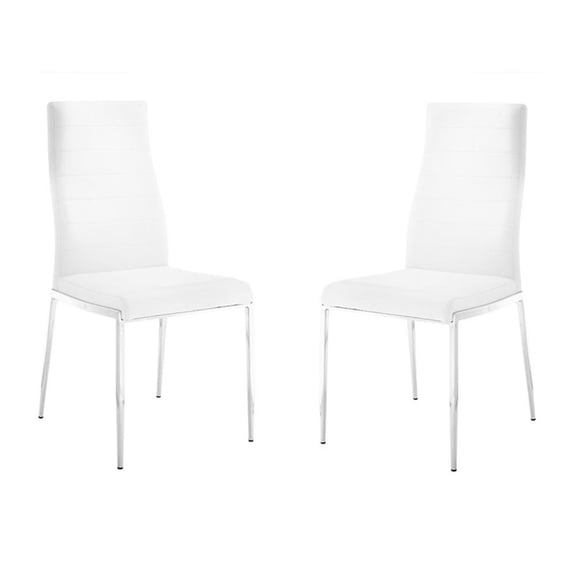Casabianca Home Firenze Set of 2 Polyurethane Leather Dining Chairs - White