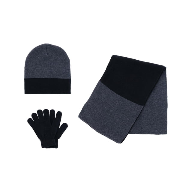 Minus 5 Degrees Boy's 8-18 Color Block Winter Beanie Scarf and Gloves Set