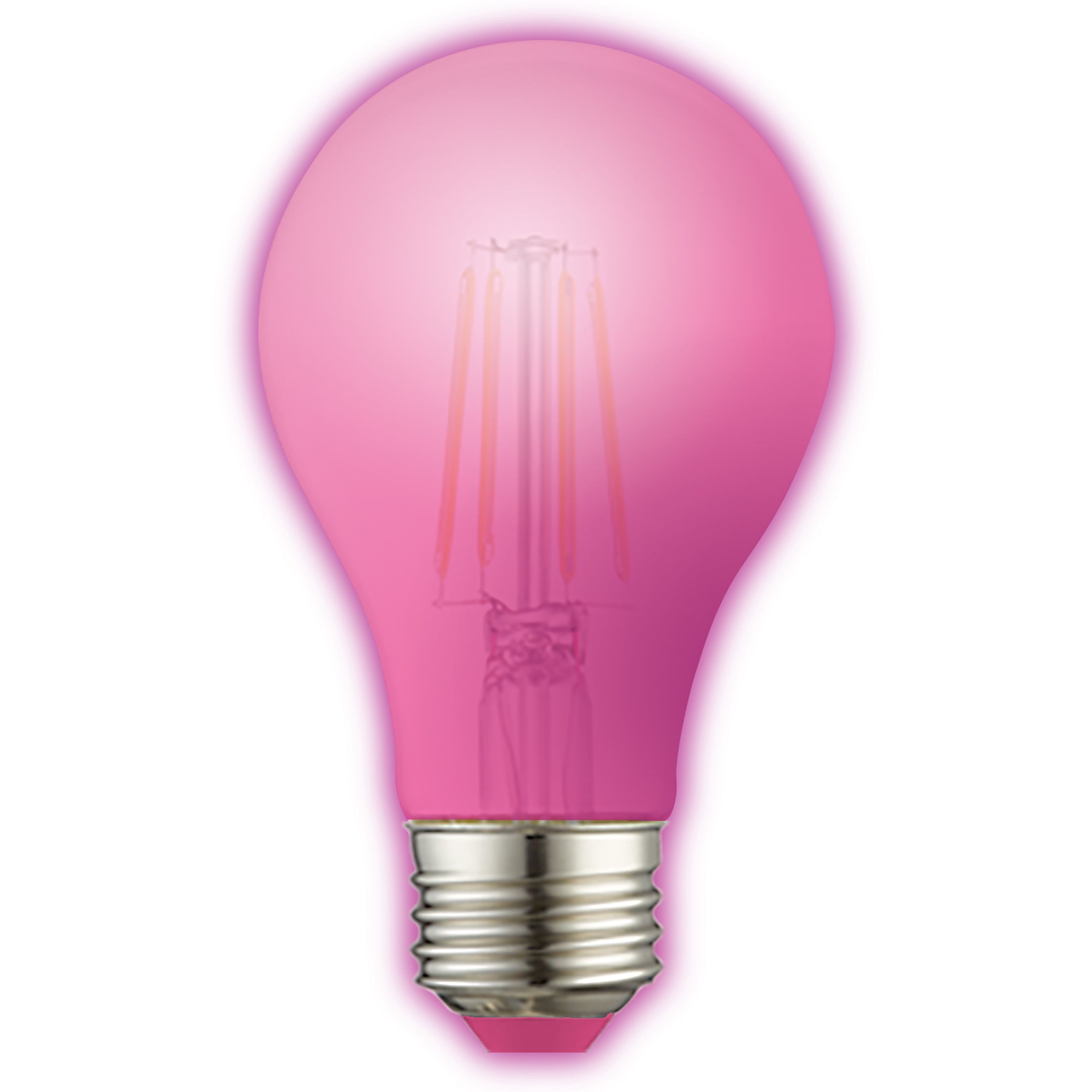 (4 pack) Great Value A19 LED 7.5W (60W Equivalent) E26 Medium Base Pink Light Bulbs, 2 Pack