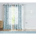 thumbnail image 5 of Exultantex Blue and White Semi Sheer Curtains for Kitchen Leaves Print Panels, 55"W x 63"L, Grommet Top, 2 Panels, 5 of 6