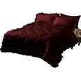 thumbnail image 5 of DNG Creations 1 Piece Ruffle Diamond Comforter All Season 550 GSM California King Size - 800 Threads Count, 100% Egyptian Cotton Solid Wine Colour, 5 of 7