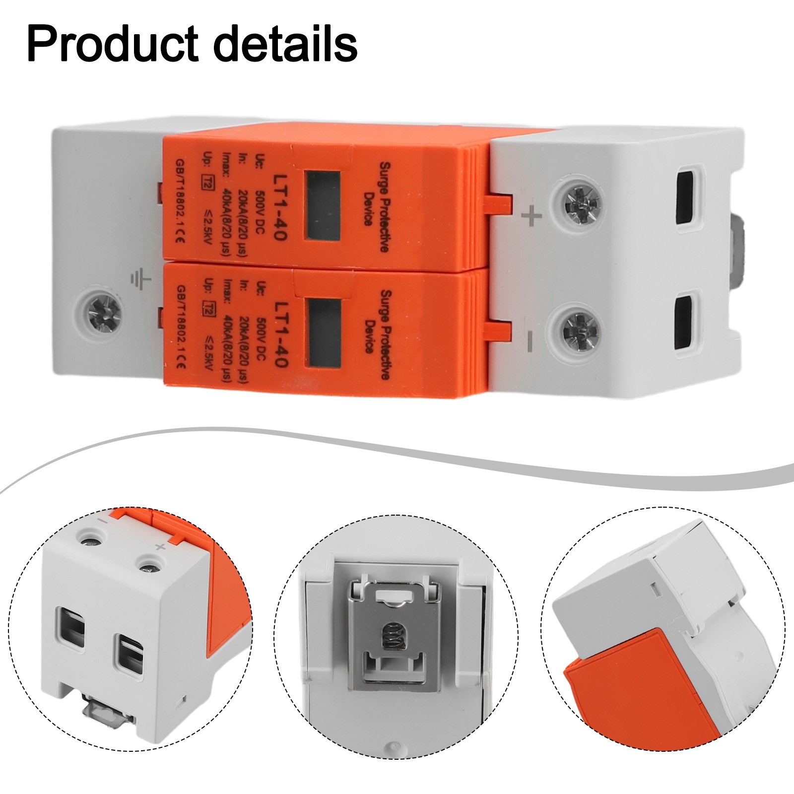 RANMEI 2P 40Ka Dc 500V/1000V For Spd Surge Protection Device Arrester Low Voltage Pv
