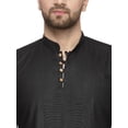 thumbnail image 2 of eloria Indian Traditional Black Thread Work Solid Cotton Blend Kurta For Men's, 2 of 7