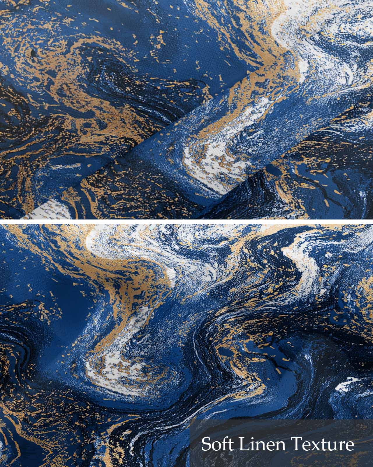 Blue Marble Kitchen Valances for Windows Farmhouse Linen Window Valance Curtain for Living Room Window Treatment Modern Minimalist Abstract Fluid Art Valance Rod Pocket Topper Drape, 42 x 12 Inch