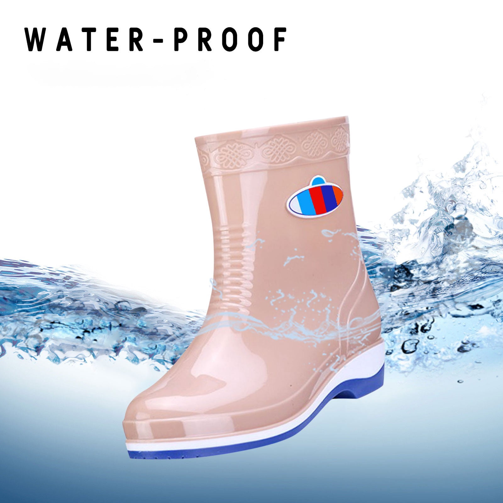 IUJSOY Ankle Rain Boots for Women Short Boots Elastic Slip on Lightweight Comfortable Garden Outdoor Shoes