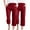Wine, variant on Lenpel Capri Pants for Women 2 Pc Elastic High Waisted Drawstring Cropped Cotton Linen Pants Summer Casual Beach Trousers with Pockets