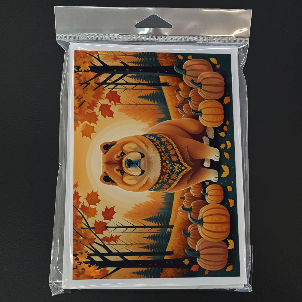 Chow Chow Fall Greeting Cards and Envelopes Pack of 8 7 in x 5 in
