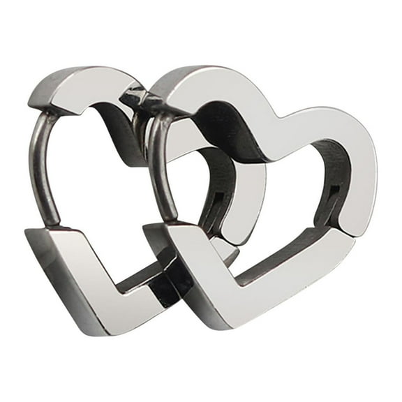 VerPetridure Men's Women Punk Stainless Steel Geometry Shape Design Hoop Earrings Geometric Titanium Stud Earrings Heart