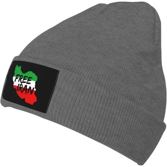Fgsivsw Iran Flag Freedom Free Men/Women Beanie Winter Hat Warm Skull Knit Hats Soft Stretch Thick Fashion Knitted Cap Black