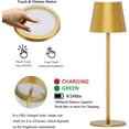 thumbnail image 5 of Ralbay 1 Pack Gold LED Cordless Table Lamp, 5000mAh Rechargeable Battery Lamp, Stepless Brightness Gold Dining Table Lamps, IP54 Waterproof Battery Powered Lamps Outdoor Cordless Table Lamps, 5 of 9