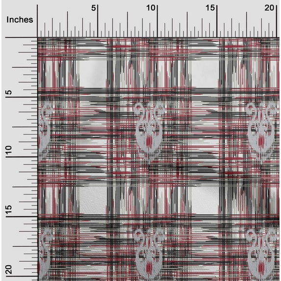 oneOone Cotton Silk Fabric Swirl & Check Ikat Printed Fabric 1 Yard 42 Inch Wide