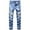 Blue, variant on Iugvhana Men's Ripped Slim Fit Straight Leg Jean Denim Pant with Pockets Zip Button Fashion Trouser Distressed Destroyed Skinny Jeans Black#1 38