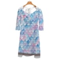 thumbnail image 6 of Mermaid Scale Pattern Canvas Flare Dress Square Neck Dress Elegant Female Fashion Printed Dress, 6 of 9