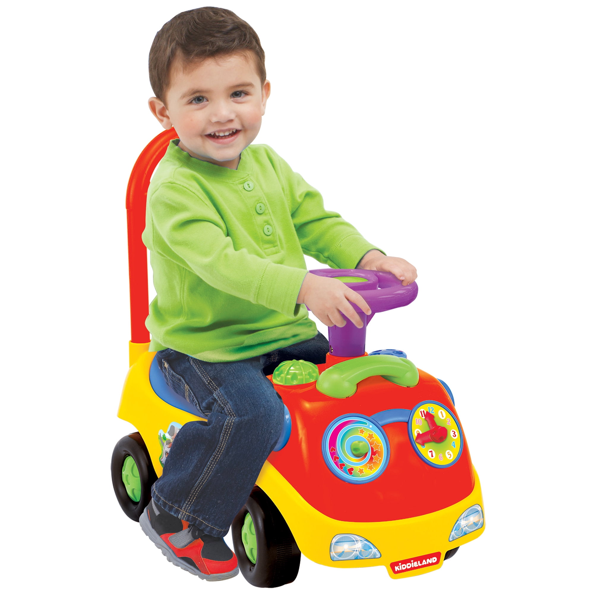 Kiddieland: My First Funtime Ride-On - Puppy & Kitten - Lights & Sounds Foot-To-Floor Vehicle, Interactive Dashboard, Seat Storage, Toddlers 12-36mo