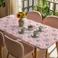 thumbnail image 3 of Vintage Flower Pattern Table Cloths for 3 Foot Rectangle Tables, Spring Floral Leaves Plants Pink Patio Waterproof Elastic Fitted Tablecloths, Washable Rectangular Table Cover for Camping, 3 of 8