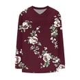 thumbnail image 5 of Heisall Women's Tops Spring Autumn 2025 New Arrival Long Sleeve V-Neck Loose Casual T-shirts with All-over Print Fashion, 5 of 5