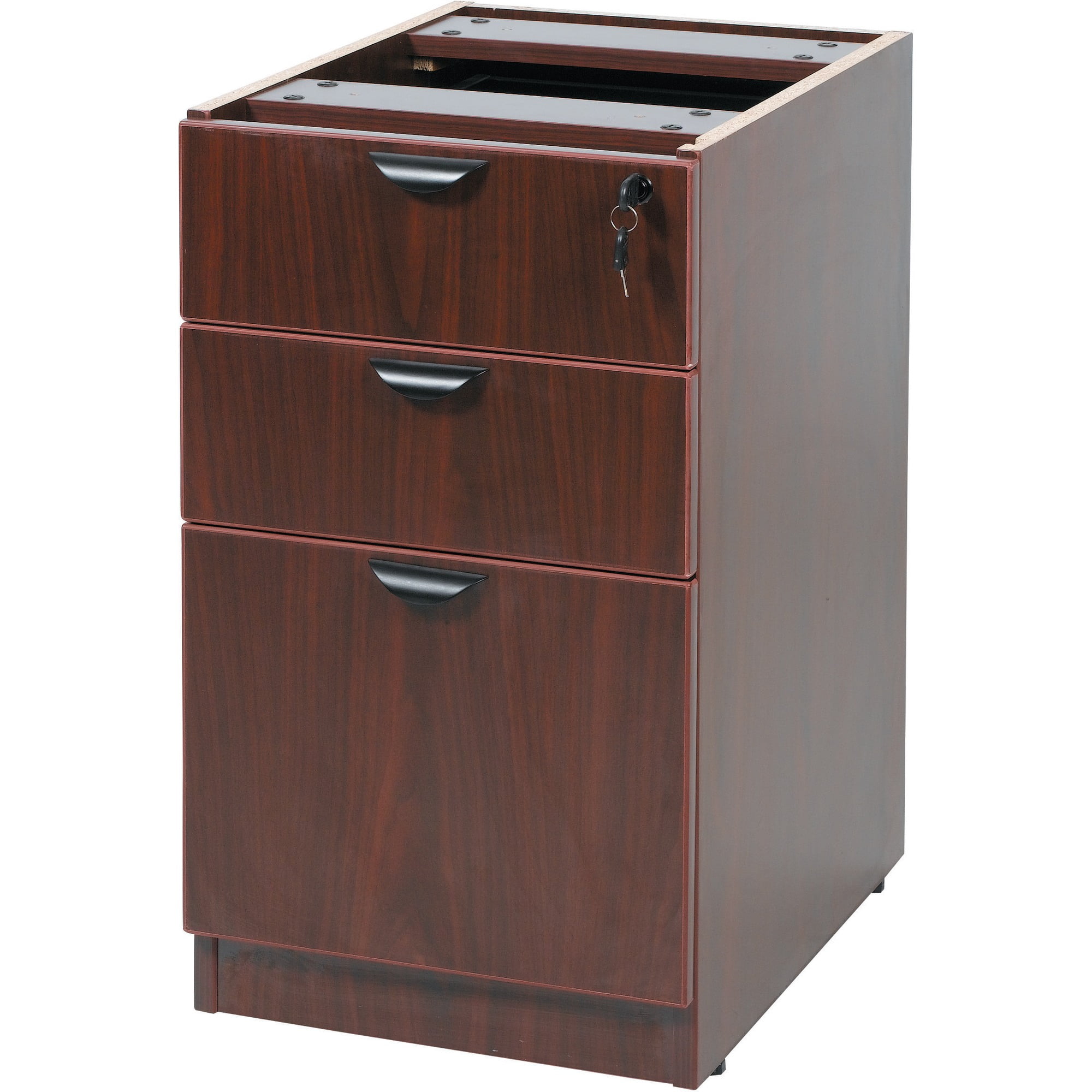 Boss Office Products Holland Series Executive U-Shaped Desk With File Storage Pedestal And Hutch, Mahogany