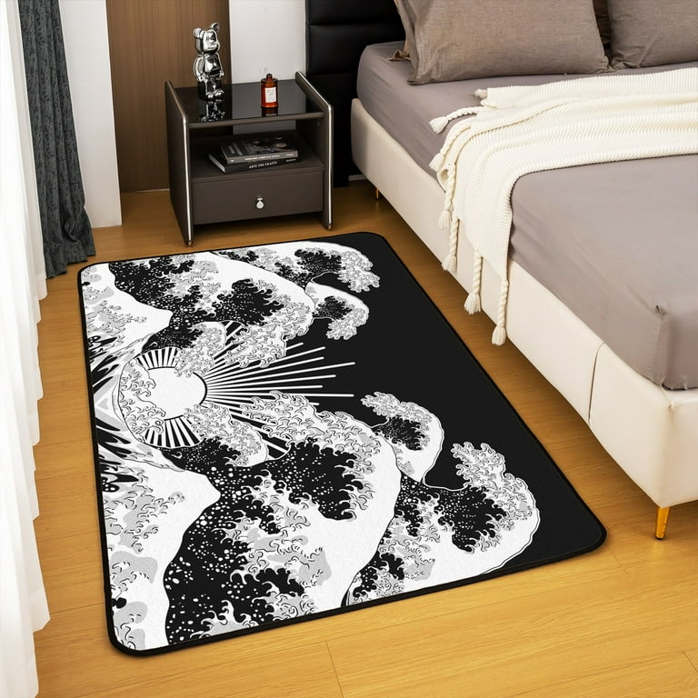 Erosebridal Ukiyoe Theme Area Rug 3x5 for Bedside,Japanese Style