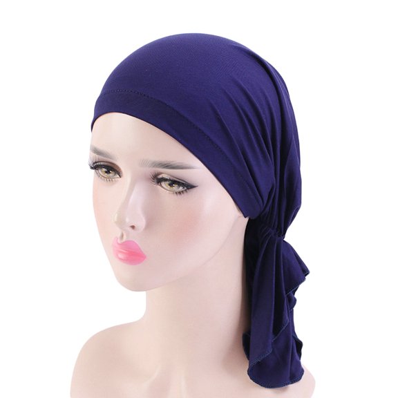 Running Hats for Women, Blue Fashion Women Reversible Adjustable Beading Braid Hat Muslim Ruffle Cancer Wrap Cap, Hiking Hat Women, One Size, Hats for Women, Womens Hats