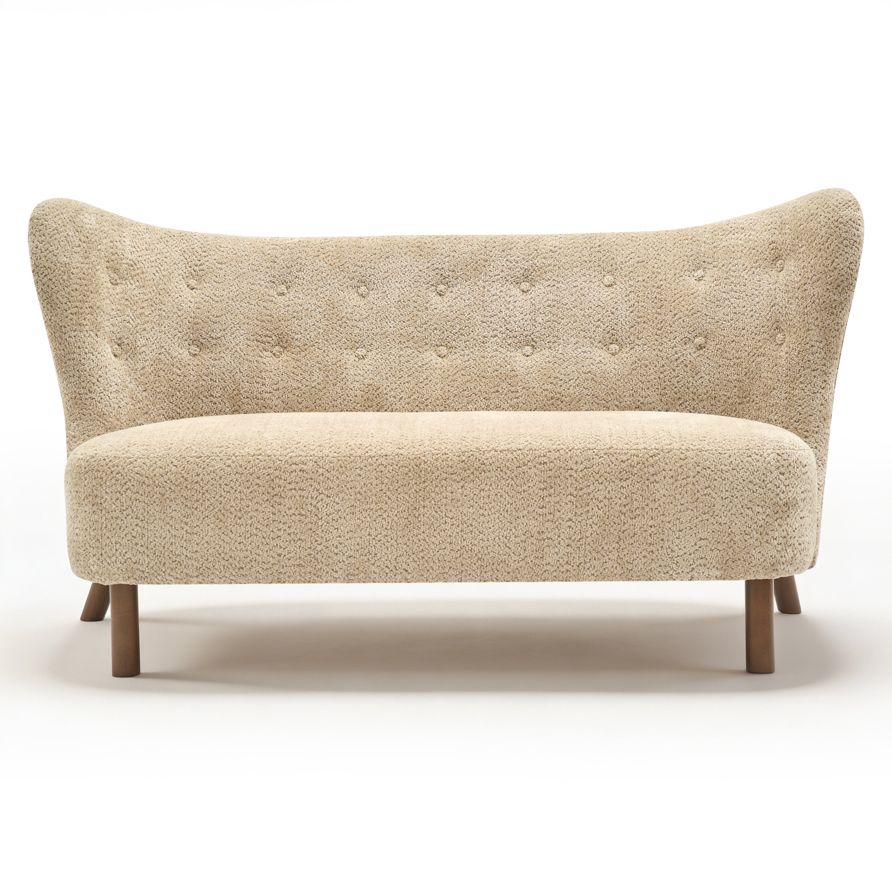 Aukfa 57.87" Armless Chenille Loveseat Chair, Upholstered Settee Bench with Backrest for Dining Room, Living Room & Bedroom,Camel