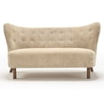 thumbnail image 4 of Aukfa 57.87" Armless Chenille Loveseat Chair, Upholstered Settee Bench with Backrest for Dining Room, Living Room & Bedroom,Camel, 4 of 8
