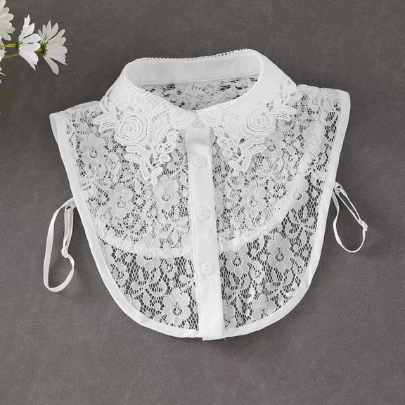 Hauaitttt Ladies' Lace Flower Blouse with Delicate Floral Detachable of Shirt Decoration Colla Shirts for Women Button up Half Shirt Women Bodysuit Ladies Colla Shirt Tuxedo Sweater Women High Necked