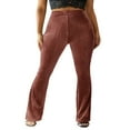 thumbnail image 1 of Women Bootcut Yoga Pants Tummy Control Workout Bootleg Velvet Trouser, 1 of 5