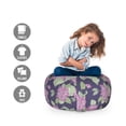 thumbnail image 2 of Vintage Floral Storage Toy Bag Chair, Repetitive Lilac Flowers and Leaves in Repeated Style, Stuffed Animal Organizer Washable Bag, Small Size, Dark Indigo and Pale Fuchsia, by Ambesonne, 2 of 3