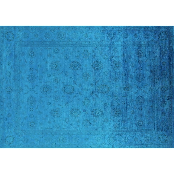 Ahgly Company Machine Washable Indoor Rectangle Persian Turquoise Blue Bohemian Area Rugs, 5' x 7'