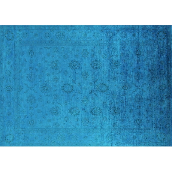 Ahgly Company Machine Washable Indoor Rectangle Persian Turquoise Blue Bohemian Area Rugs, 4' x 6'