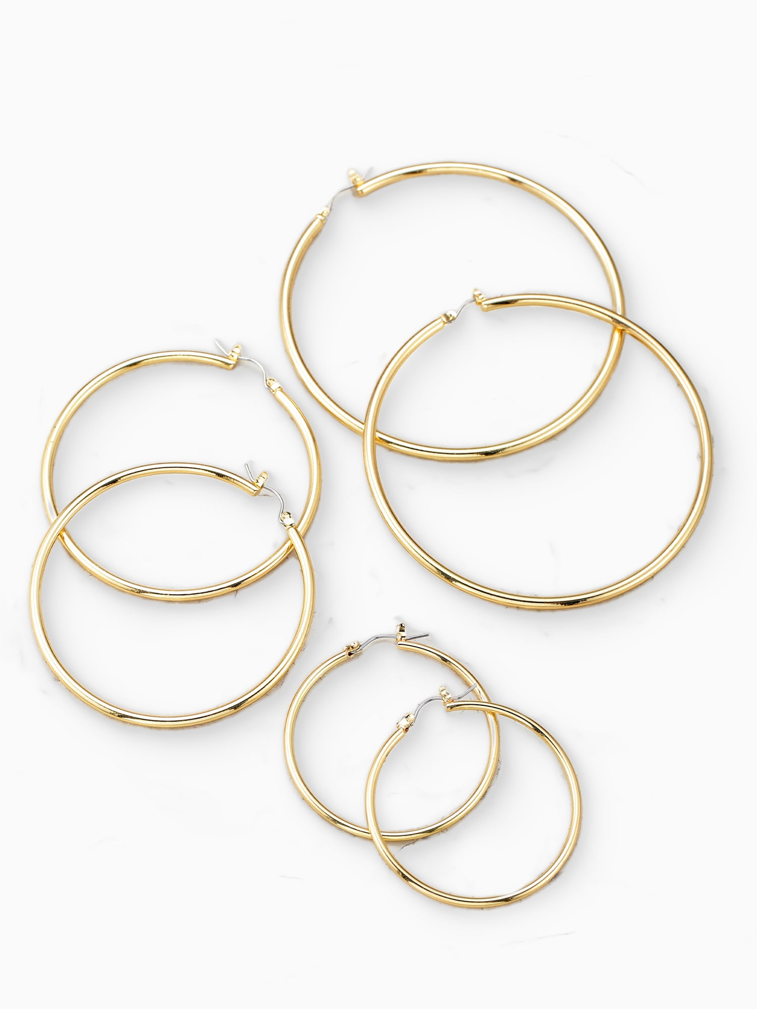 Women's Gold-tone Hoop Earrings, 3 Pairs