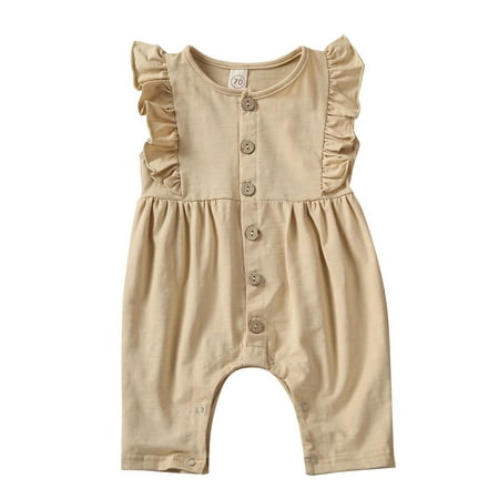 

Lisenrain Newborn Infant Baby Girl Ruffle Romper Jumpsuit Bodysuit Solid Outfit