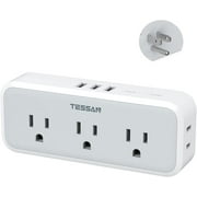 Tessan  5 Widely Spaced Outlets Power Strip with 3 USB Ports, Compact Outlet Splitter , Multiple Protection Wall Outlet,Gray