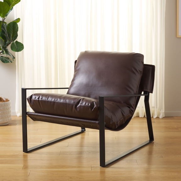 Safavieh Popham Industrial Metal and Pu Dining Arm Chairs, Dark Brown/Black